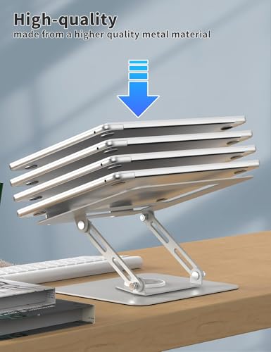 AIRFULAE Adjustable Laptop Stand with 360° Rotating Base, Ergonomic Computer Riser for Desk, Adjutable Height Muti-Angle, Foldable Laptop Mount, Stable Metal Holder Support 10-17.3" MacBook Notebook