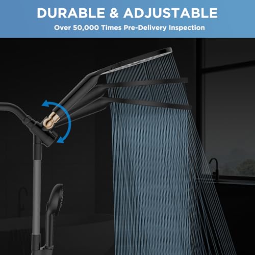 MakeFit Dual Filtered Rain Shower Head Combo, High Pressure Handheld Shower Head with Adjustable Bar - Rainfall Shower Head And Showerhead with Filter for Hard Water - Removes Chlorine