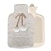 BOENFU Premium Classic Rubber Hot Water Bottle with Luxurious Faux Fur Cover, Great for Warmth Ease Aches Pains and Menstrual Cramps, Aid Comfort Sleep, Ideal Xmas Gift (2 Liters, Cream Color)