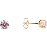 STUDEX Sensitive Pink Cubic Zirconia Stud Earrings 6mm | Hypoallergenic and Nickel Free for Sensitive Ears | Gold Plated Posts | High Fashion Earrings for Women and Men-PR-6150-S