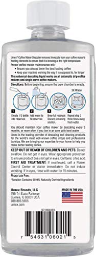 DESCALER (2 USES PER BOTTLE) – UNIVERSAL DESCALING SOLUTION FOR KEURIG, NESPRESSO, DELONGHI AND ALL SINGLE USE COFFEE AND ESPRESSO MACHINES – MADE IN THE USA