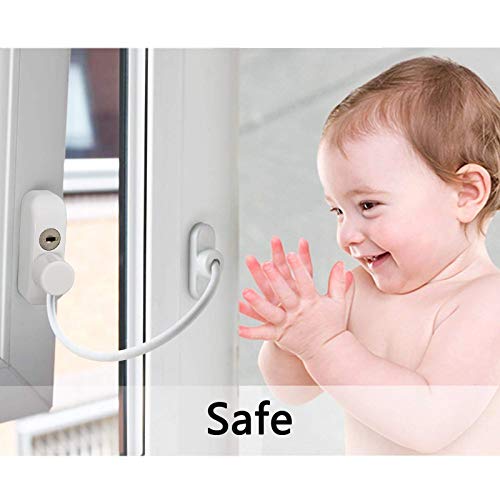 Kamtop Window Restrictor Locks 4 Packs Security Cable for Child Baby Safety Window Locks Door Locks with Screws Keys