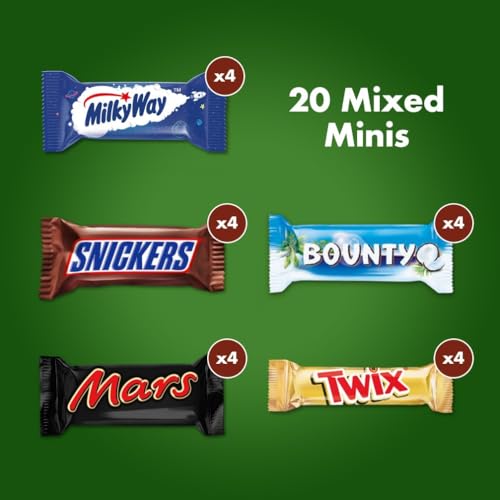 Mixed Minis Schokolade Großpackung, 20 Mini-Schokoriegel Snacks(Mars, Snickers, Bounty, Twix, Milky Way), als Süßigkeiten, Schokoladen Geschenk, Süßigkeiten Box,400g thumbnail 3