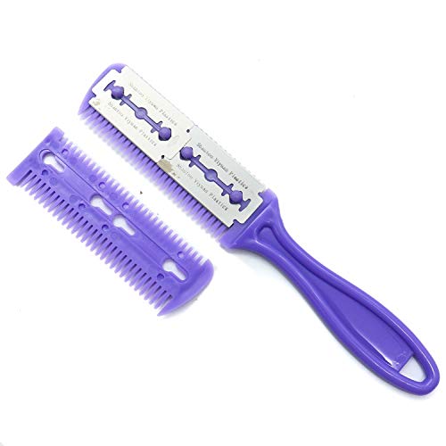 WEFOO Professional Trimmer Razor Dual Side Cutting Scissors DIY Hair Thinning Comb Slim Haircuts Cutting Tool Blade Barber Cut Hair Brush Tools, 3 Pack