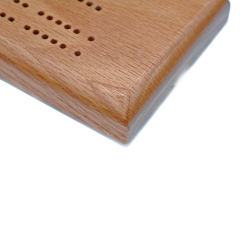 Competition Cribbage Set - Solid Oak Wood Sprint 2 Track Board with Metal Pegs