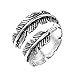 Sterling Silver folk style feather ring (adjustable)（Gift a gift）