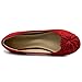 Ollio Women's Shoe Faux Suede Flower Ribbon Ballet Flat