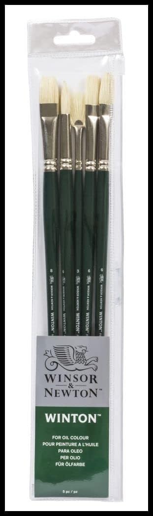 Winsor & Newton 5990606 Winton Brush Long Handle 5 Pack, Wood, Pack of 5, 36 x 2,2 x 4,6 cm