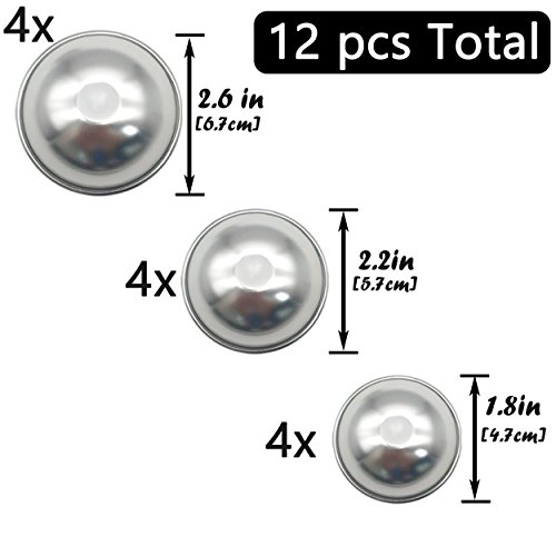 Bath Bomb DIY Kit,12x Aluminum Bath Bomb Molds 3 Sizes,1x Powder Tamper,1 Set of Measuring Spoon,50x Wrapping Paper,50 Shrink Wrap Bag, Crafting Starter Metal Set