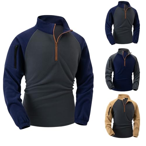 Mens Sweatshirts With Collar, Half Zip Sweater Pullover For Training Clothes Slim Fit Windproof Sportswear Soft Comfy Activewear Tactical Fleece Sportswear Outdoor Combat Pullover Tops