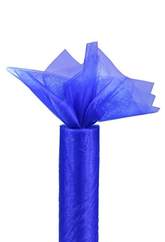 RayLineDo 50cm X 50M Organza Roll Soft Sash Fabric Wedding Chair Cover Bows Table Runner for Party in Royal Blue - Thumbnail 2