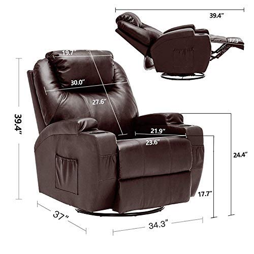 Mecor Massage Recliner Chair with Adjustable Headrest PU Leather