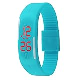 Padgene LED Wrist Watch - Silicone Rubber Gel Jelly Unisex Bracelet, Digital Band, Blue