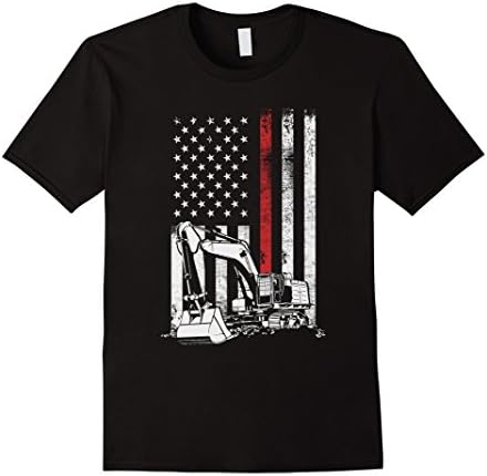 Mens Heavy Equipment Operator USA American Flag T-Shirt 2XL Black