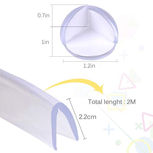 Cunina Transparent Table Edge Furniture Guard Corner Protectors Baby Safety Bumper Strip 1 Rolls 20ft(6m) with 4 Pack Baby Proofing Corner Guards