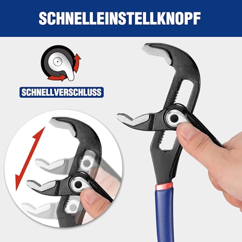WORKPRO Water Pump Pliers, 200mm (8") and 250mm (10"), 46mm Jaw Capacity, Adjustable Grips and Slip Joint Plier Set, 2-Piece