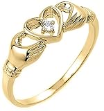 10k Yellow Gold Diamond Accent Solitaire Open Heart