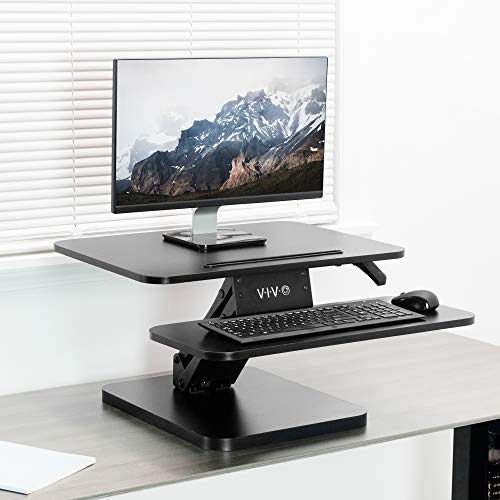 VIVO Black Height Adjustable 25 inch Standing Desk Converter, Compact