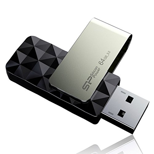 Silicon Power 64GB Blaze B30 USB 3.0 Swivel Flash Drive, black (SP064GBUF3B30V1KBT)