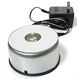 BANBERRY DESIGNS Rotating Stand - Silver Mirrored Color Changing Display Stand - Turntable Base with LED Colored Lights - Collectible Display Accessories