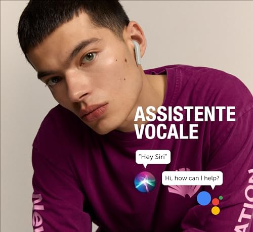 Twins Core, True Wireless Auricolare Bluetooth Cuffie con Assistente vocale, Controllo Touch e Microfono incorporato, 30 ore di riproduzione (Ice Grey)