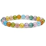 Handmade Gem Semi Precious Gemstone 8mm Round Beads Stretch Bracelet 7