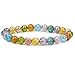 Handmade Gem Semi Precious Gemstone 8mm Round Beads Stretch Bracelet 7