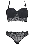 Burvogue Women's Lace Push Up Embroidery Bras Set
