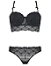 Burvogue Women's Lace Push Up Embroidery Bras Set