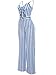 Women's Strap Stripe High Waist Wide Leg Long Pants Jumpsuits Rompers