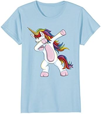 Womens Dabbing Unicorn Shirt - Funny Unicorn Dab Tshirt Gift Medium Baby Blue