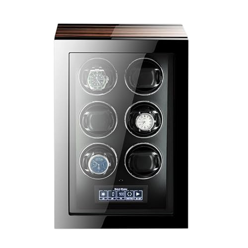 EUQKKWLOY Watch Winder Watch Winder Box for Self-Winding 6 Automatic Watches with LED Case Backlight and LCD Display for All Watch Brands and All Watch Sizes Watch Winder
