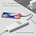 iWALK 20000mAh Power Bank Quick Charge QC3.0/2.0 Built-in Type-C & Micro USB Cables, Portable Charger External Battery Pack Compatible with iPhone XS X 8 7 6 5 SE Plus,Samsung S9/S8/S7 and More（White）