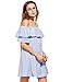 Milumia Women's Off Shoulder Ruffles Shift Loose Summer Vacation Mini Dress Blue Small