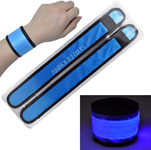 AMNQUERXUS LED Glow Slap Bracelets, Light Up Wristbands Flashing Arm Wrist Bands High Visibility Safety Gear Lights for Cycling Walking Running Concert Camping Outdoor Sports-Fits Women, Men & Kids