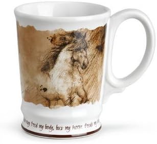 Leonardo's Running Horse Mug "Bread may feed my body, but my horse feeds my soul"