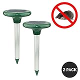 Solar Sonic Mole Repeller: Ultrasonic Pest Repellent, Rat Repellent & Rodent Repeller | Ultrasonic Solar Repellent Safely Wards Off Moles, Voles, Shrews & Gophers (2-Pack)