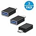 USB-C Adapter,Type C Adapter,[3 Pack],Hi-Speed USB-C to USB-A 3.0 Adapter for USB Type-C Devices,for MacBook,ChromeBook Pixel,Nexus 5X,Nexus 6P,Nokia N1 Tablet and More Devices[Black]