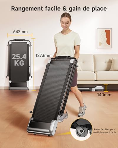 6 in 1 Treadmill, Slope 1%-6%-12%, Speed 12km/h, Telescopic Riser Height 115CM, Riser Angle 95°-105°, 2.5 HP, Compact and Portable,Family Friendly
