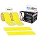 Yellow 2-Pack Kinesiology Recovery Tape Precut Roll - Sports Athletic Injury Therapy Support - Elastic Breathable Cotton Water Resistant Strong Adhesive - Tendon Joint Ligament Muscle Pain Relief