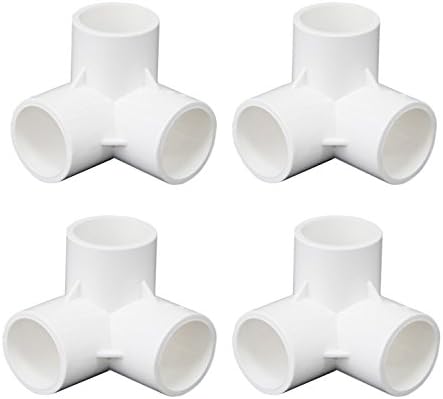 HUAHA Elbow PVC Fitting, Heavy Duty White 1" Size,Furniture Grade, Pack of 4 (3Way)