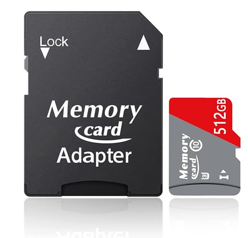 MicroSDXC MicroSD Card 512GB with Adapter,Full HD & 4K UHD Card Class10 U3 High Speed for Camera/Phone/Tachograph,Tablet and Drones