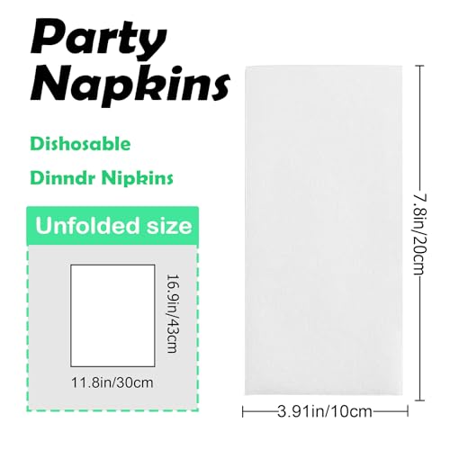 MBBUROYY Disposable Guest Towels, Linen Feel Hand Towels, Cloth-Like Paper Napkins, Soft, Durable, Absorbent Paper Hand Towel for Kitchen, Parties, Bathroom,30×43cm,White,200 Pack