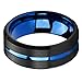 Queenwish 8mm Blue and Black Tungsten Carbide Wedding Band Two Tone Brushed Couples Ring Size 6-14
