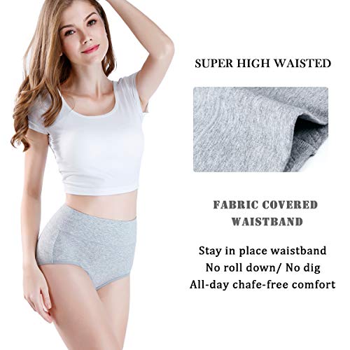 image for wirarpa Women's 2 Pack Cotton Underwear High Waisted Full Coverage Bri