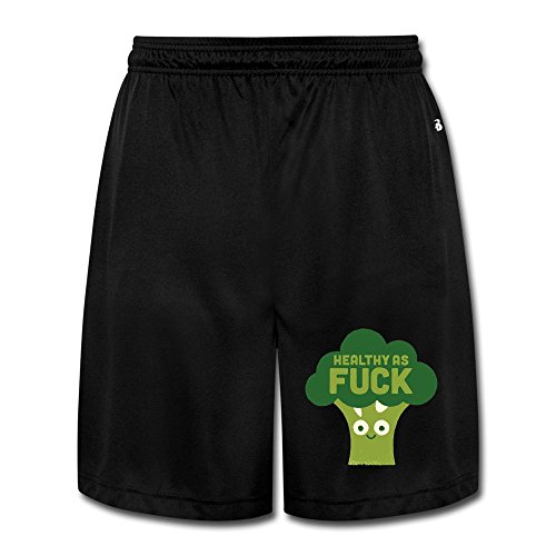 Runy Men's Healthy As Fuck Slim Sports Jogging Shorts With Pocket Black