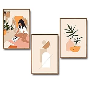 3 Piece Framed Canvas Wall Art for Living Room, Bedroom Mattis and Brutalist Canvas Prints for Modern Home Decoration Ready to Hang - 16"x24"x3 Panels