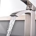 Shaco Commercial Single Handle Single Hole Stainless Steel Waterfall Lavatory Bathroom Sink Faucet, Brushed Nickel With Extra Large Rectangular Spout