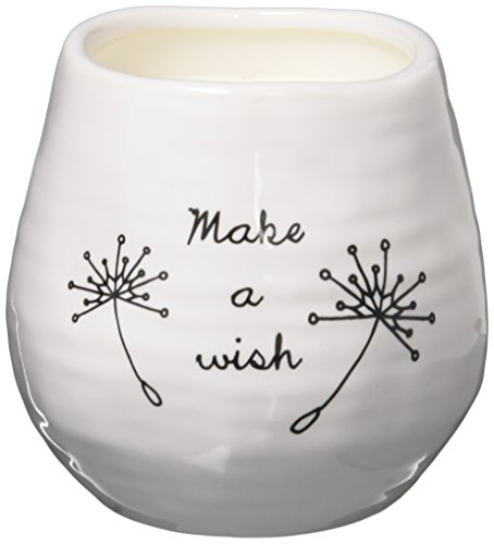 Pavilion Gift Company 77110 Plain Dandelion Wishes - Make A Wish White Ceramic Soy Serenity Scented Candle,