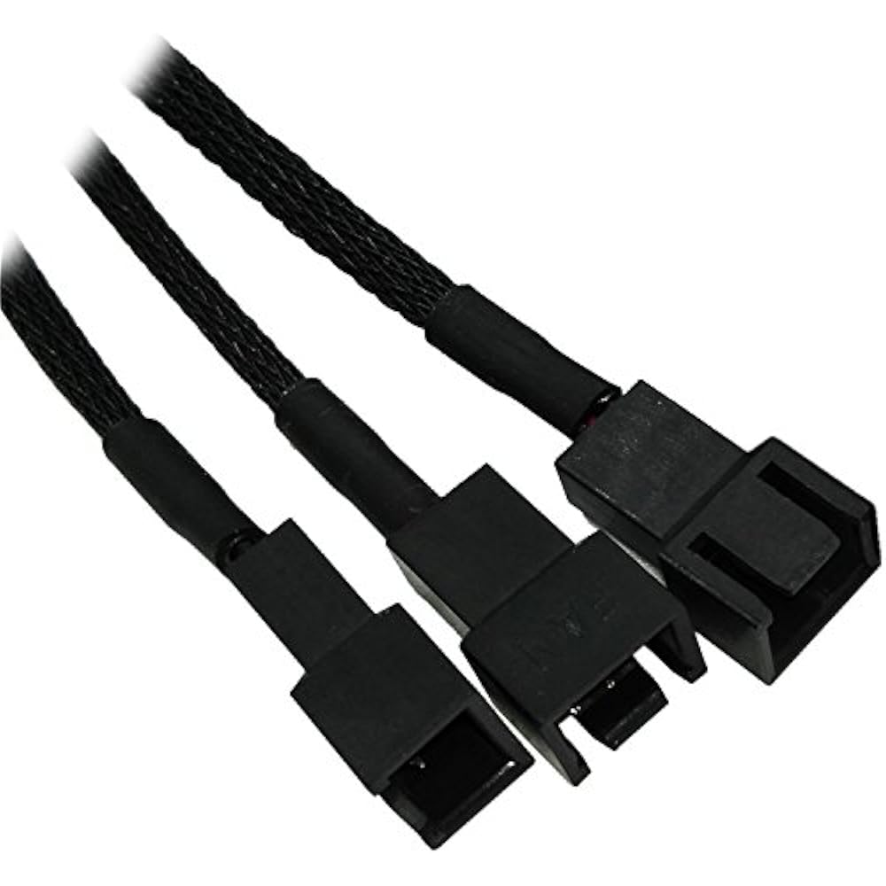 Comeap Sata To 3X 3 Pin Male Sleeved Computer Case Fan Power Splitter